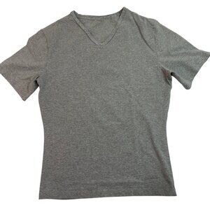 Spanx Womens Heather Gray V-Neck Short Sleeve Stretch Tee Shirt Size M 59h